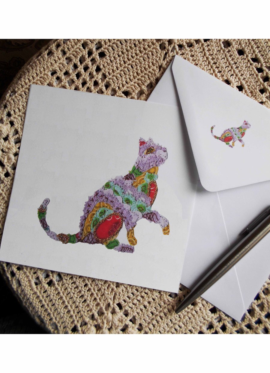 Cat Blank Greeting Card
