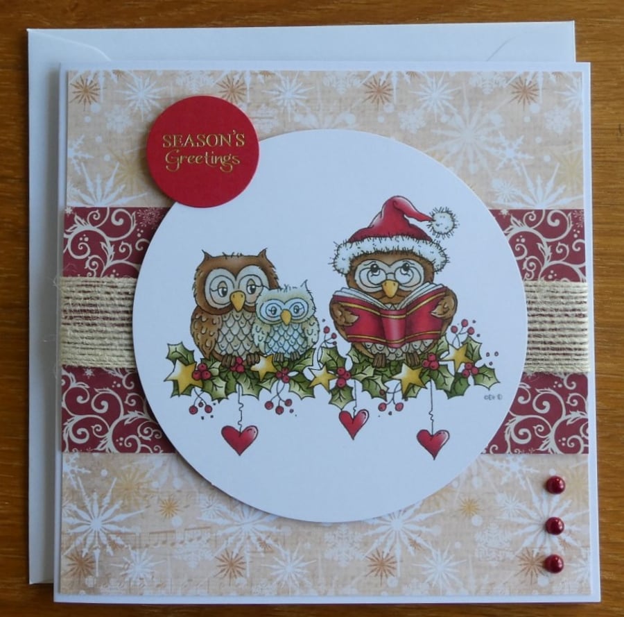 Sale - Owls on a Branch Christmas Card