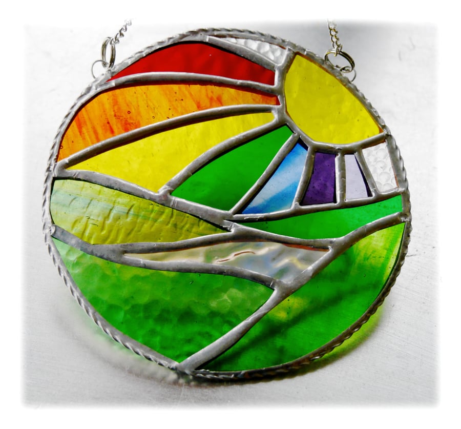 New Day Stained Glass Suncatcher Handmade Rainbow Ring 011