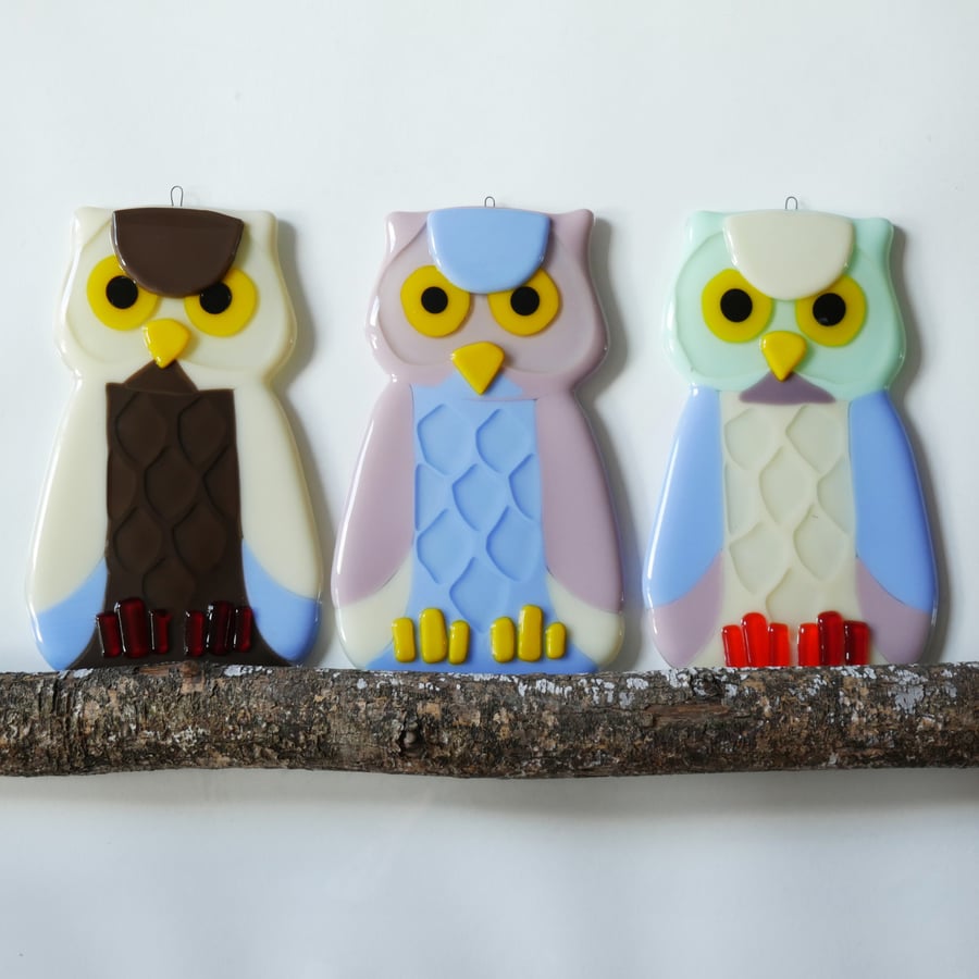 Fused Glass Owl Wall Hanging Decorations
