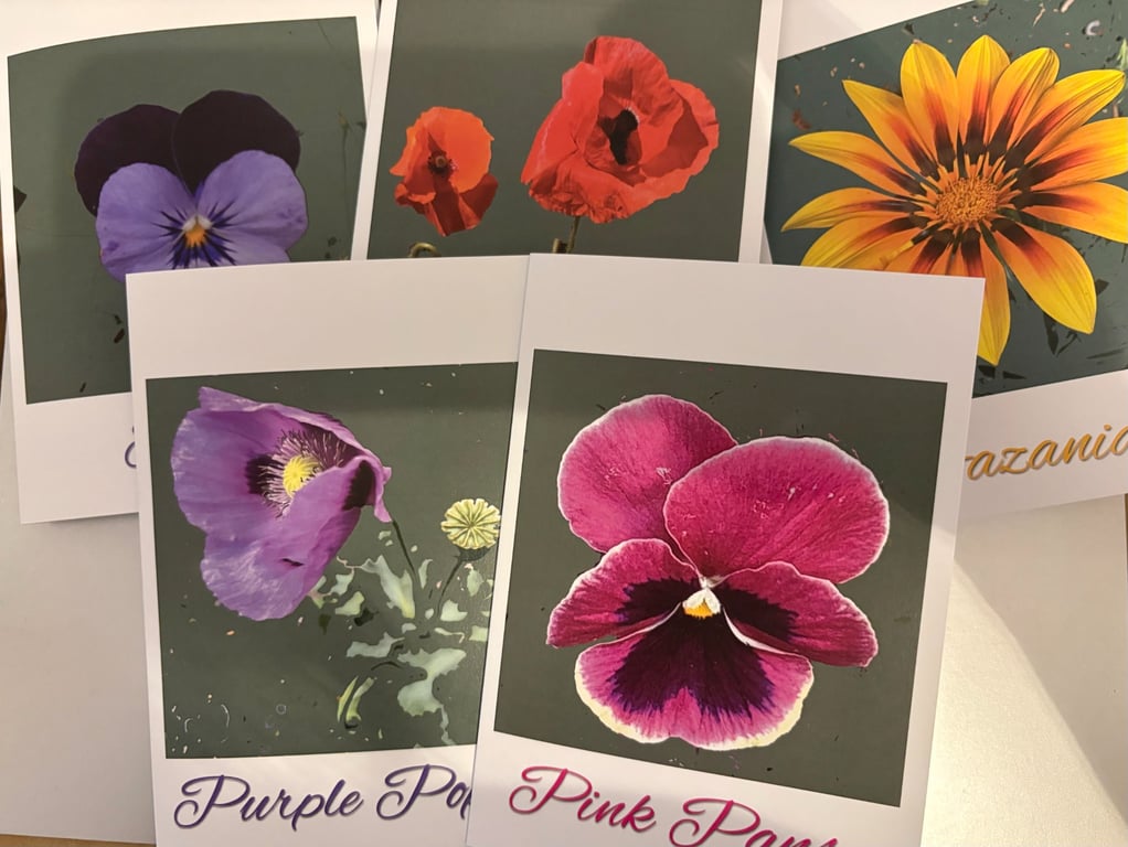 Flowers From The Garden - set of 5 x A6 cards 