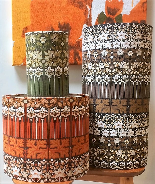 Green Brown Orange Candida Peter Hall Moygashel Vintage Fabric Lampshade option 