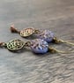 Czech Glass Flower Earrings. Purple Dahlia Flower Earrings. Bohemian Earrings - Image 5