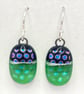 Light Green Spotty Fused Glass Drop Earrings - Image 1