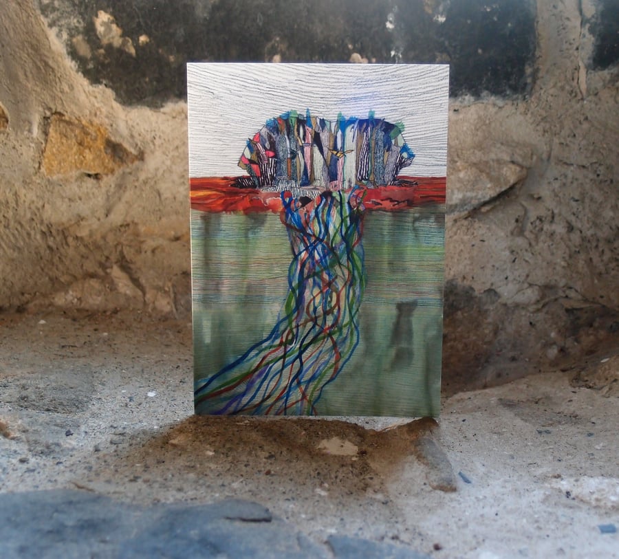 Winter scene Christmas card: Stand of trees, Northumberland