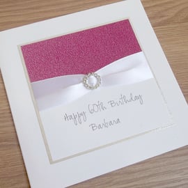 Handmade 60th birthday card, personalised, you can choose any age or name