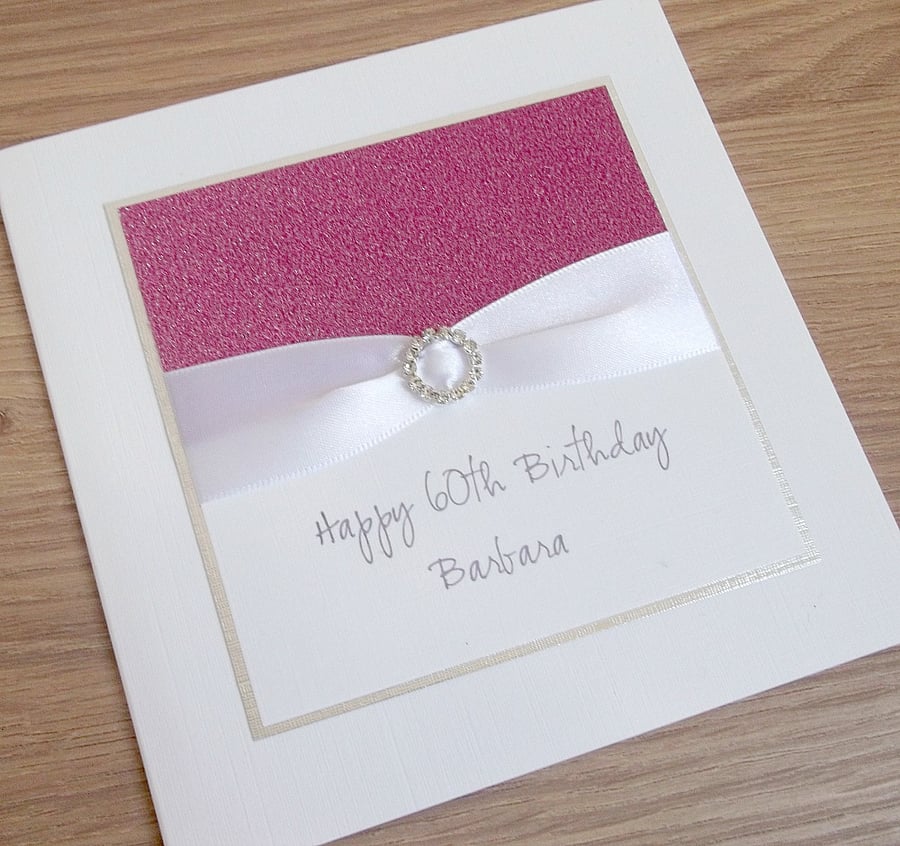 Handmade 60th birthday card, personalised, you can choose any age or name