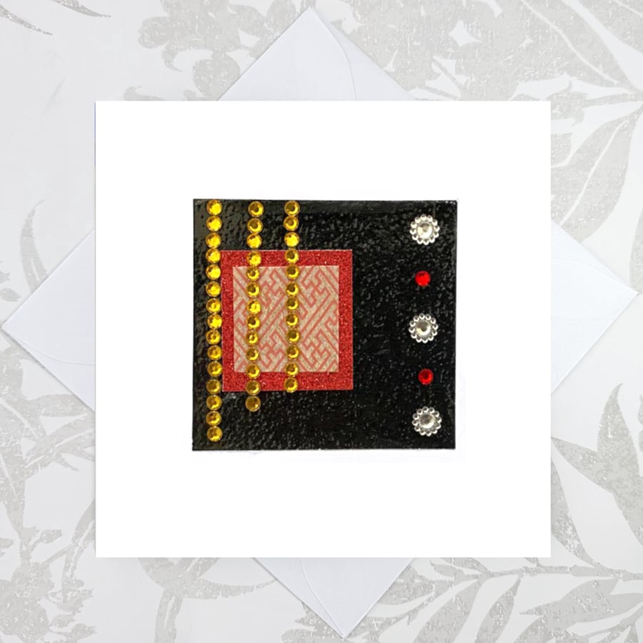 Birthday card - handmade male geometric sparkly jewelled abstract birthday card 