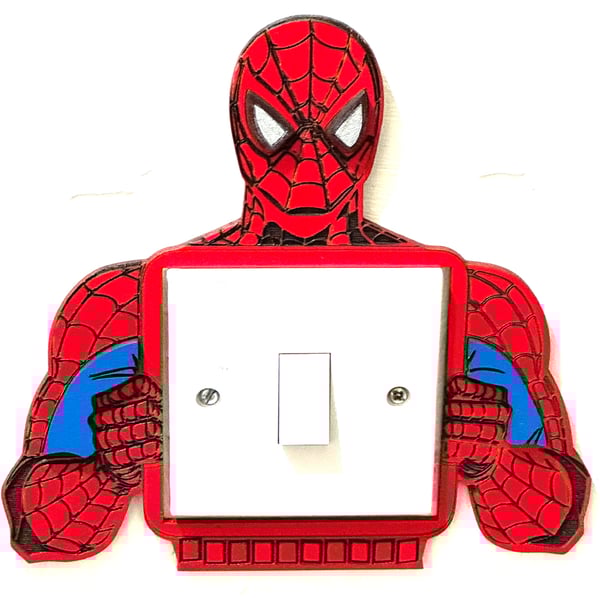 Superhero-Wooden bedroom light switch surround.