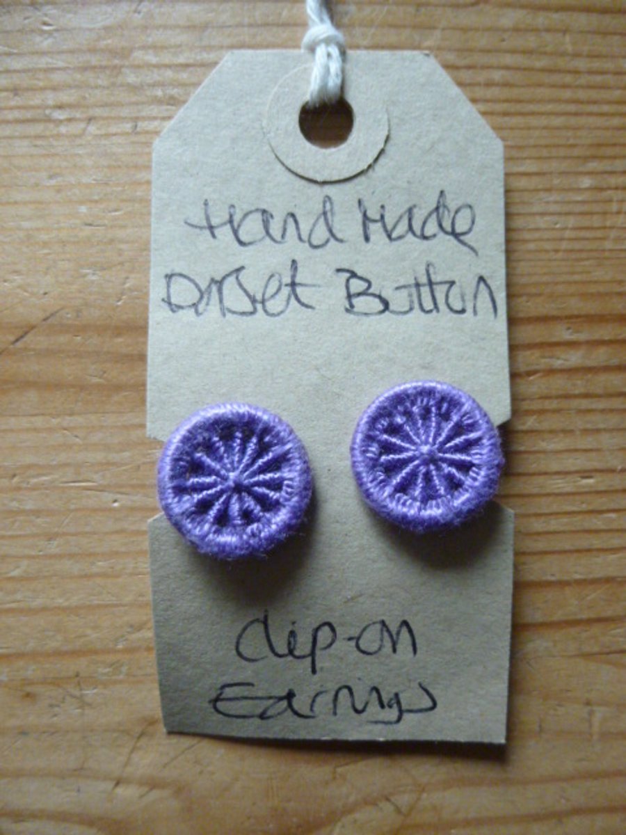 Dorset Button Clip-on Earrings, Purple