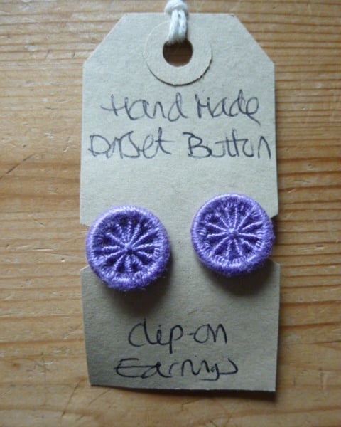 Dorset Button Clip-on Earrings, Purple