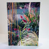 Sunset garden border - greeting card