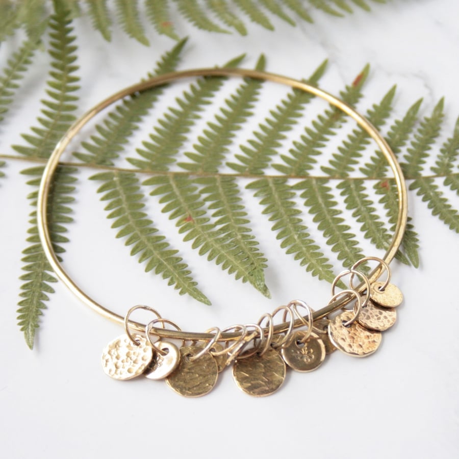 Brass charm bangle