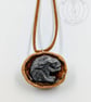 Handmade Hare Wildlife Pendant - Cast in Silver Resin, Polished Walnut Shell - Image 3