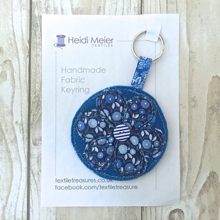 Textile flower keyring - key ring felt, floral bag charm 