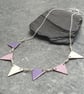 Enamel bunting necklace, Pink and lilac, Pastel jewellery - Image 1