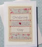 Hand-stitched card made with pretty fabrics and tiny applique heart - Image 2