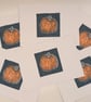 A6 Postcard, Pumpkin linocut, hand printed