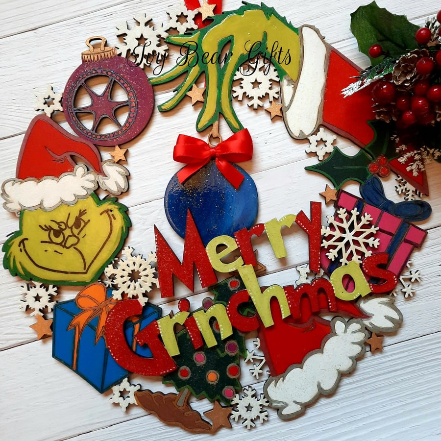 The Grinch Grinchmas Christmas door wreath decoration