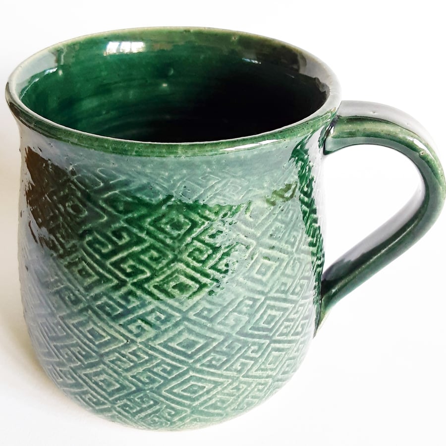 Large Blue Green Mug - Hand Thrown Stoneware Ceramic Mug