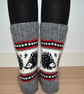 READY TO SHIP Wool Socks Hedgehog Winter Christmas Grey White Black Red - Image 3
