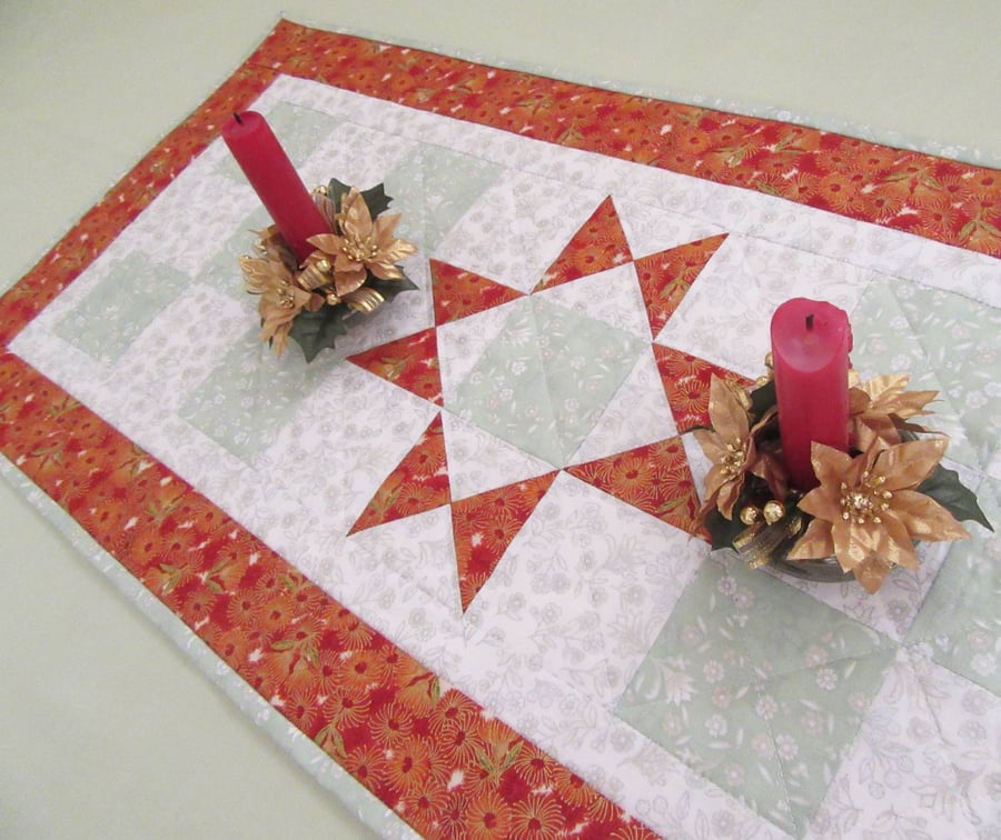 Winter Star Patchwork Table Runner