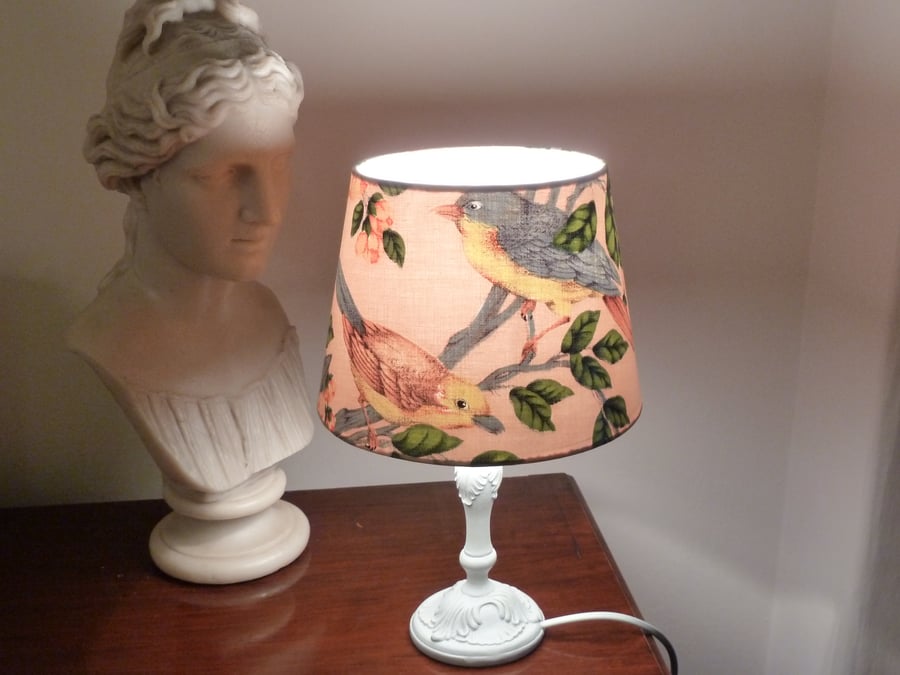 Birds and Blossoms Vintage Fabric covered Lampshade
