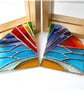 Stained Glass Rainbow Sea and Sky Bookends on Oak Stands Handmade Art - Image 4