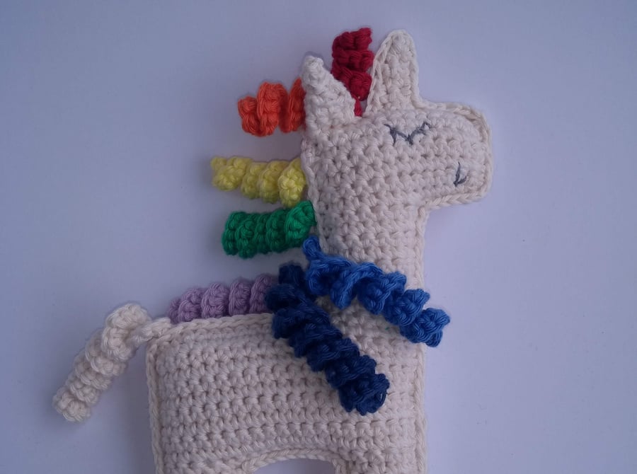 Unicorn, crochet toy, cotton yarn, rainbow