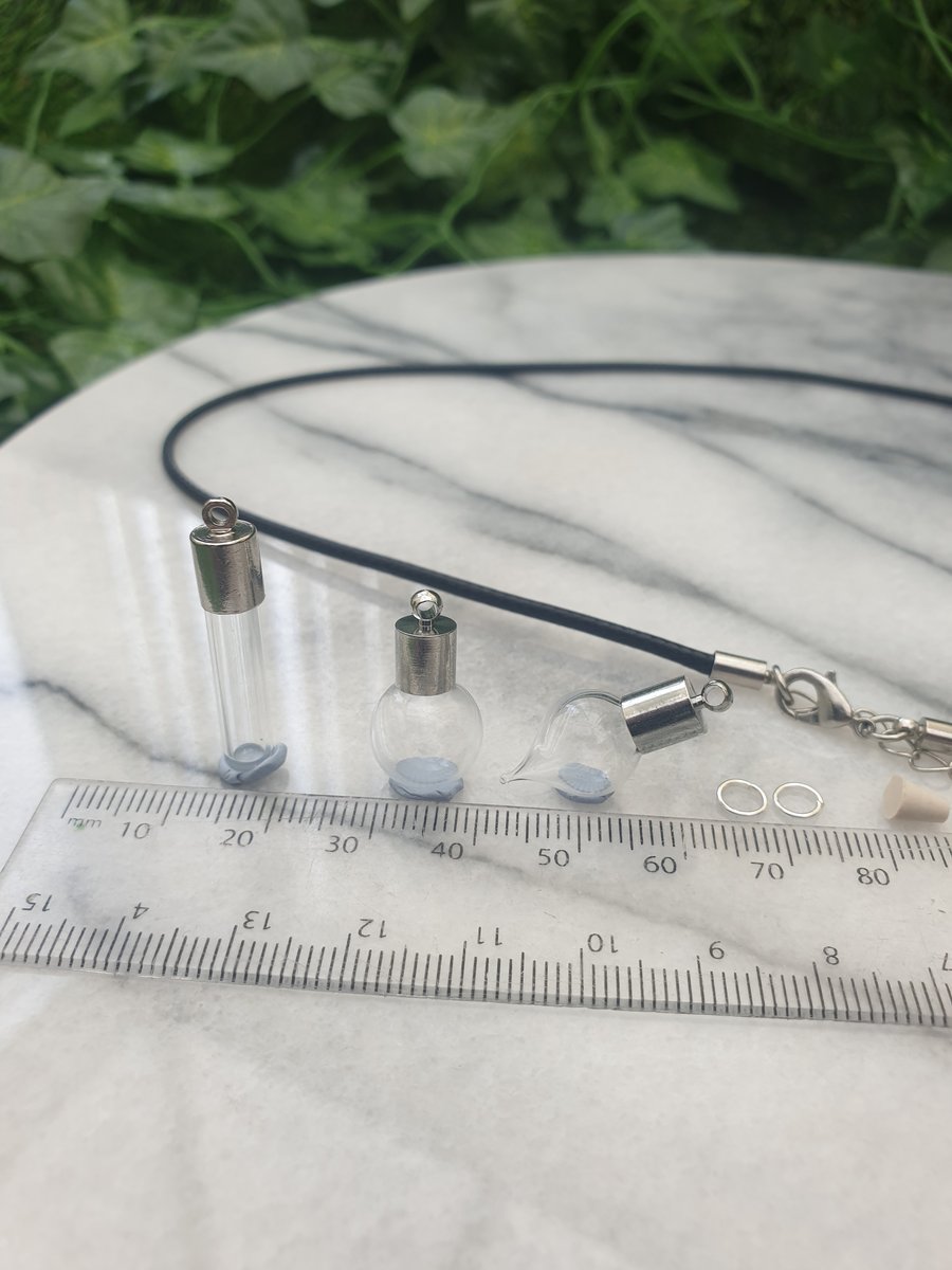 Mini Do It Yourself DIY glass vial pendant kit for jewellery making- craft gift
