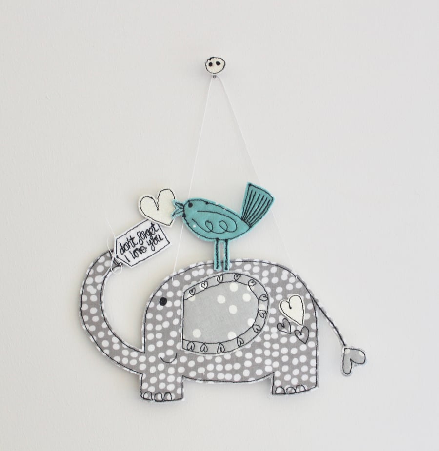 'Don’t forget I love you’ Mr Elephant - Hanging Decoration