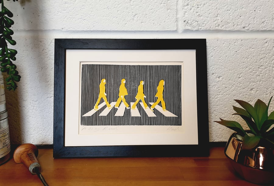 The Beatles- Abbey Road Original Lino Print