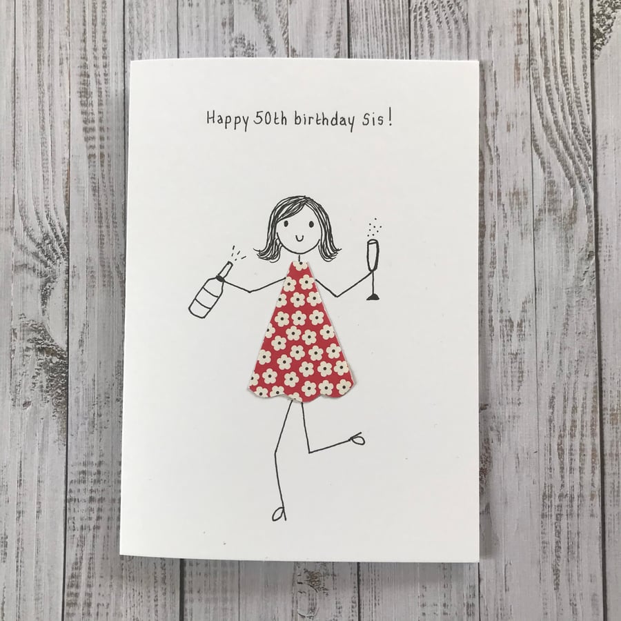 Happy 50th,  50th Birthday card, Personalised card