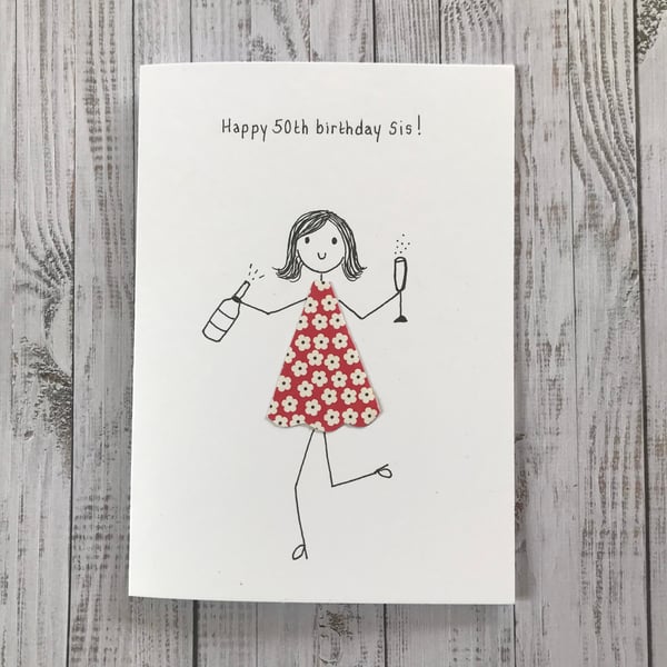 Happy 50th,  50th Birthday card, Personalised card