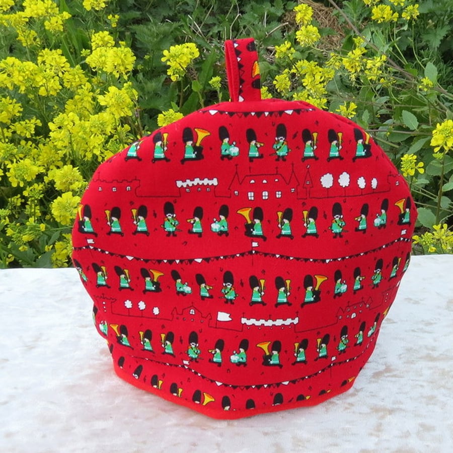London tea cosy.  Size small, to fit a 2-3 cup teapot.