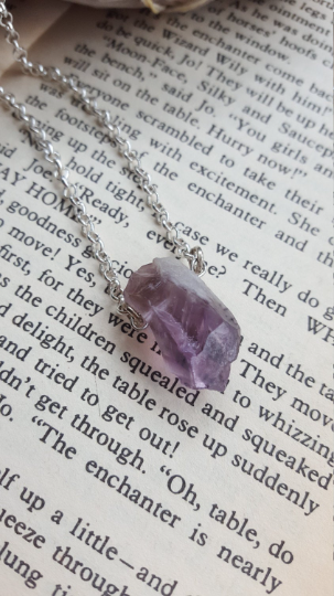 Handmade pagan Amethyst and silver chain choker necklace and 2 inch extender