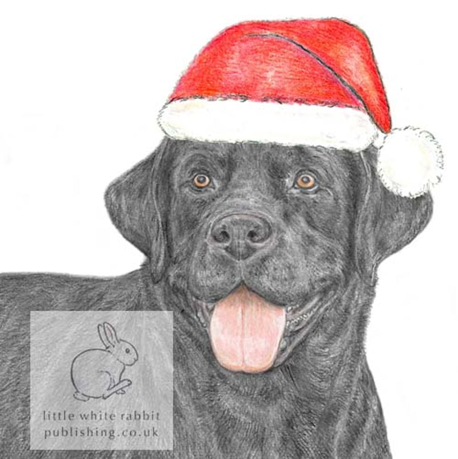 Harper the Black Labrador - Christmas Hat Card