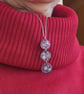 Three disk dusky pink enamel pendant with sterling silver chain - Image 2