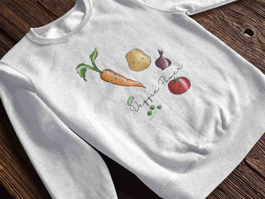 Veggie power sweatshirt, handmade Sweatshirt, Cute vegan Jumper