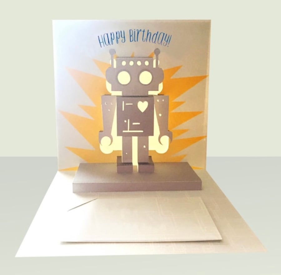 Pop up Glow robot card Personisable 