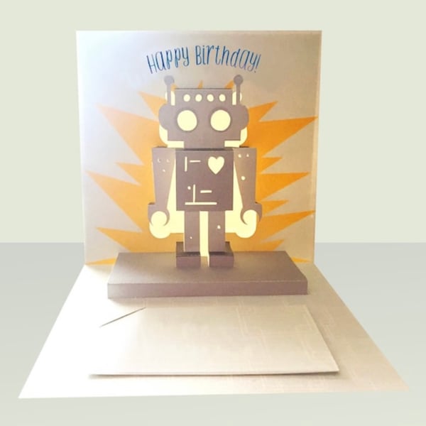 Pop up Glow robot card Personisable 
