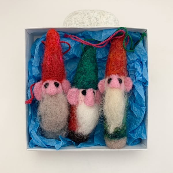 Box of Needlefelted Gnomes - Handmade Christmas Decorations