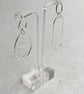 Recycled Sterling Silver Asymmetrical Wire Drop Earrings with Silver Nuggets - Image 3