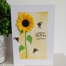 Sunflower female birthday card 3d