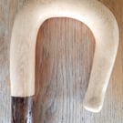 Handmade Crook - Varnished Ash on Hazel - Scottish Hiking Walking Stick D3