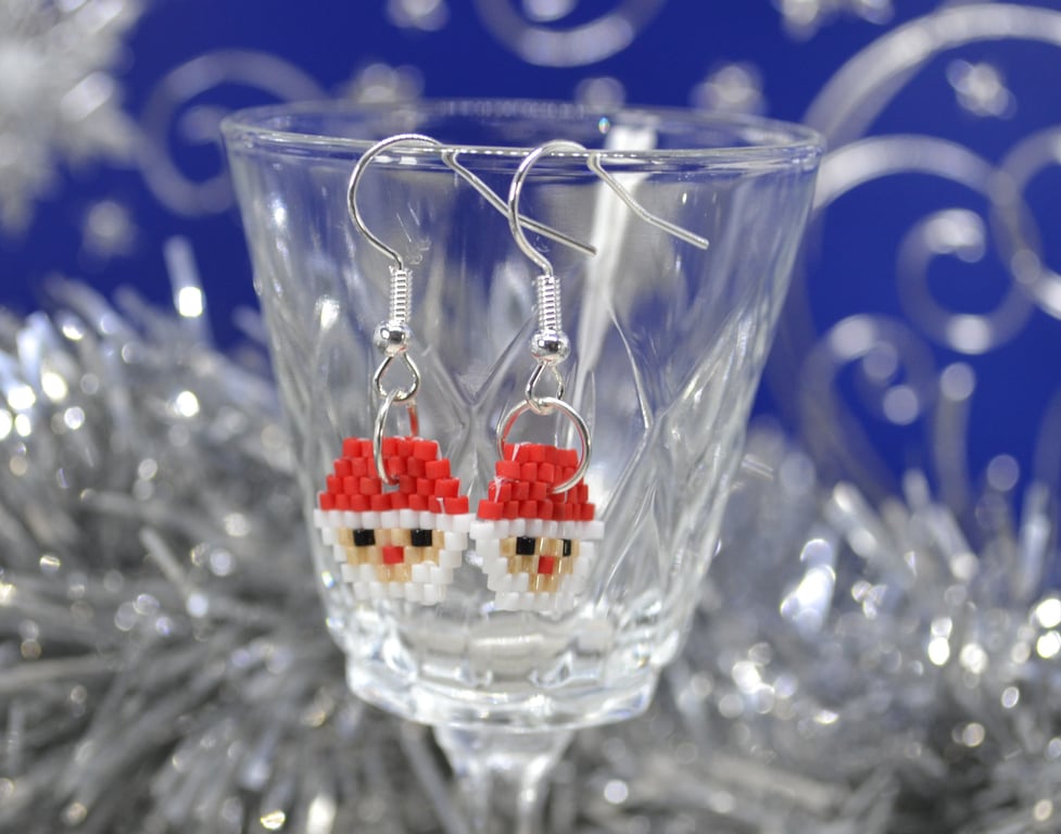 Mini Santa Beadwork Earrings - Skin Tone No. 2