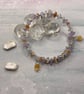 Memory wire bangle with peach moonstone, quartz, amethyst and selenite  - Image 1