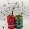 Two Crochet Covered Mini Jars