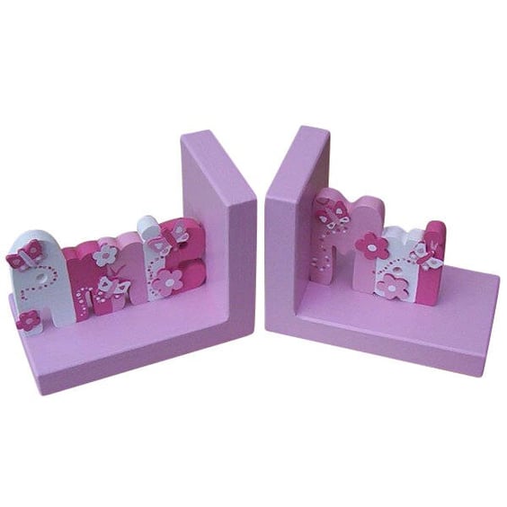 Painted Name Bookends For Girls