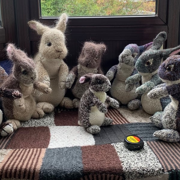 Rabbit doorstop hand knit 